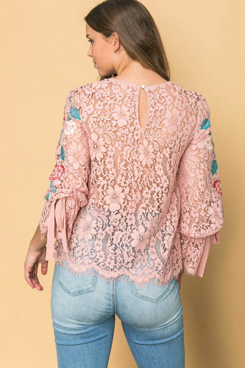 EMBROIDERED LACE TOP - Flying Tomato - Flyclothing LLC