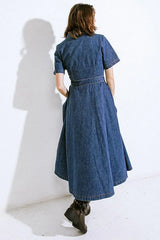 DAY IN THE LIFE DENIM MIDI DRESS - Flying Tomato - Flyclothing LLC
