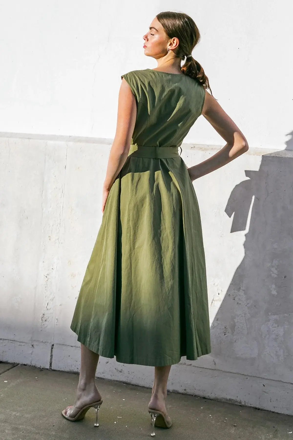 DELICATE DREAMS WOVEN MIDI DRESS - Flying Tomato - Flyclothing LLC