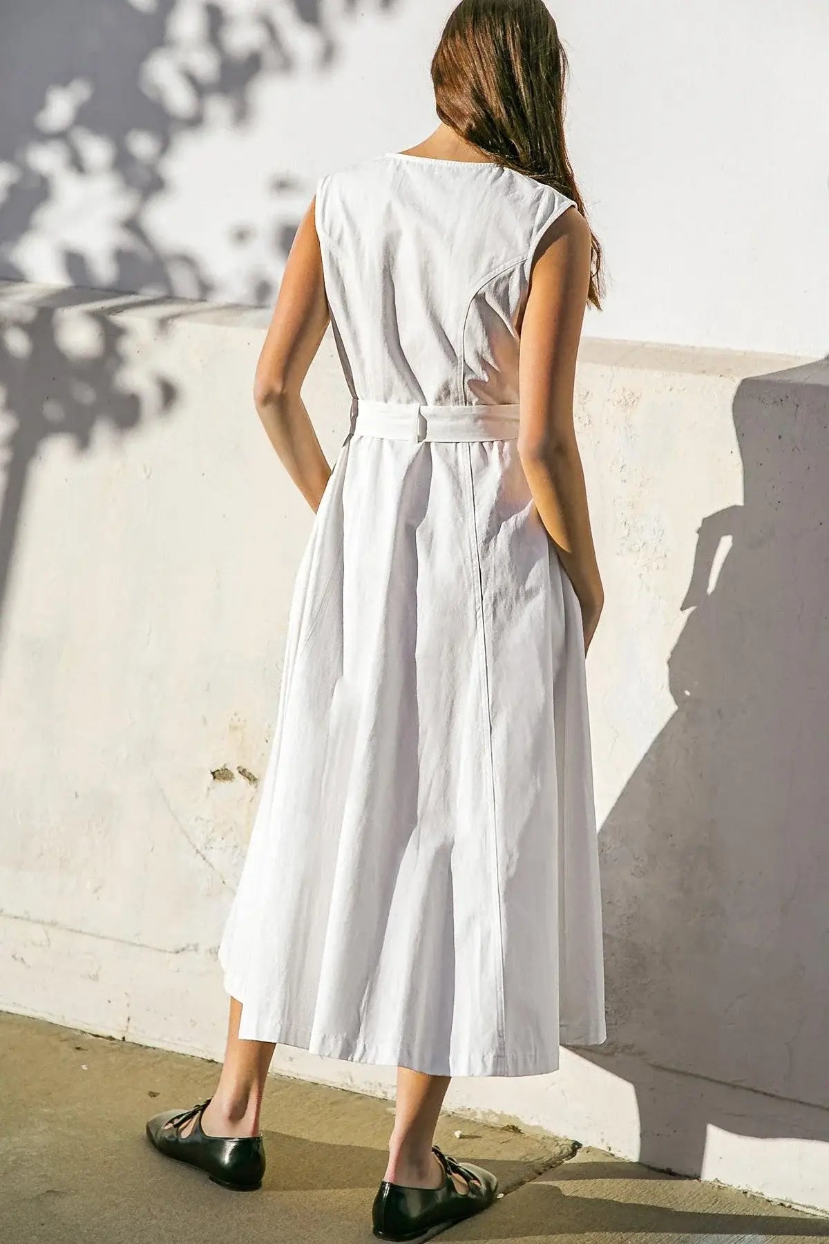 DELICATE DREAMS WOVEN MIDI DRESS - Flying Tomato - Flyclothing LLC