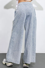PLAY MY WAY STRIPED DENIM PANTS - Flying Tomato - Flyclothing LLC