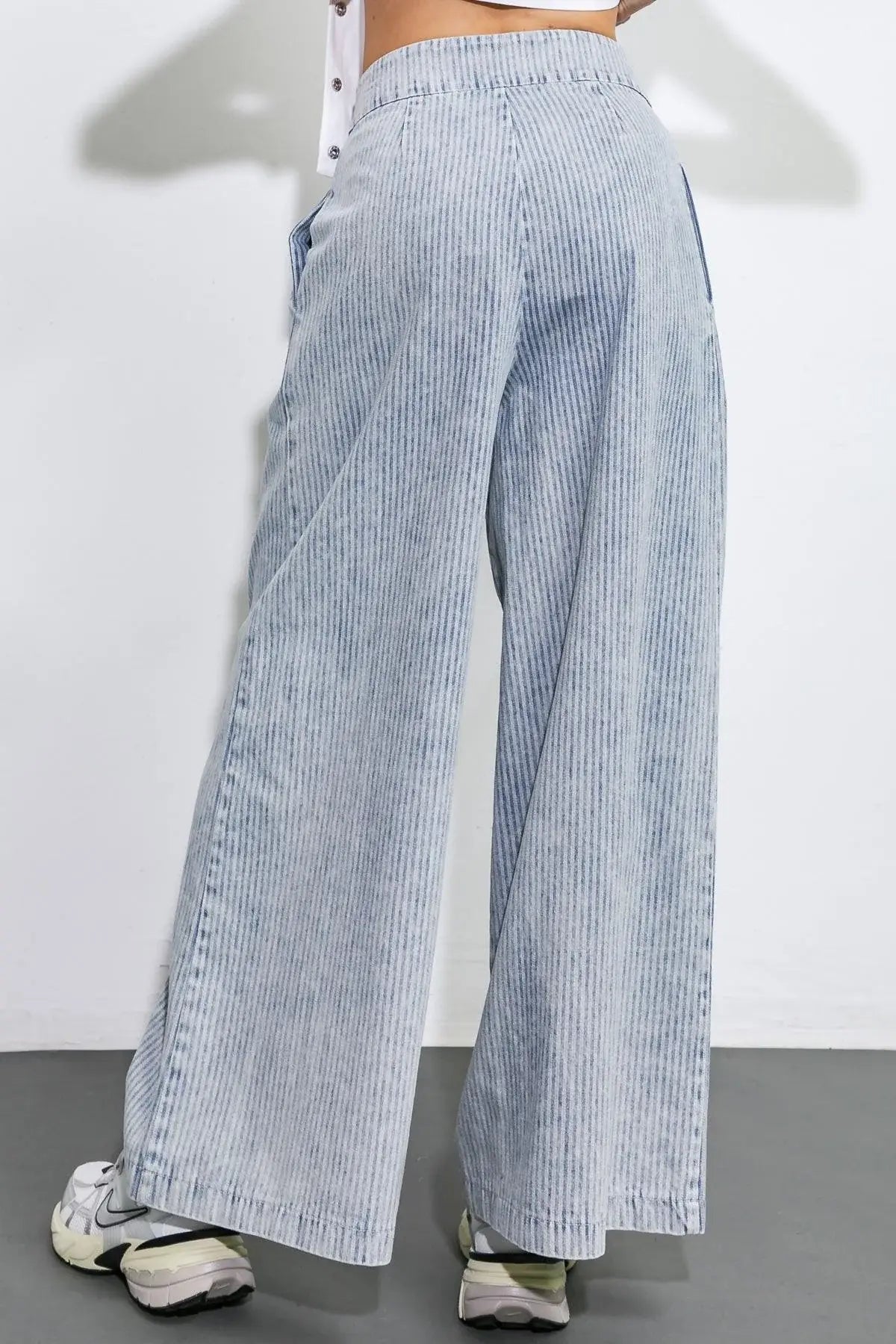 PLAY MY WAY STRIPED DENIM PANTS - Flying Tomato - Flyclothing LLC