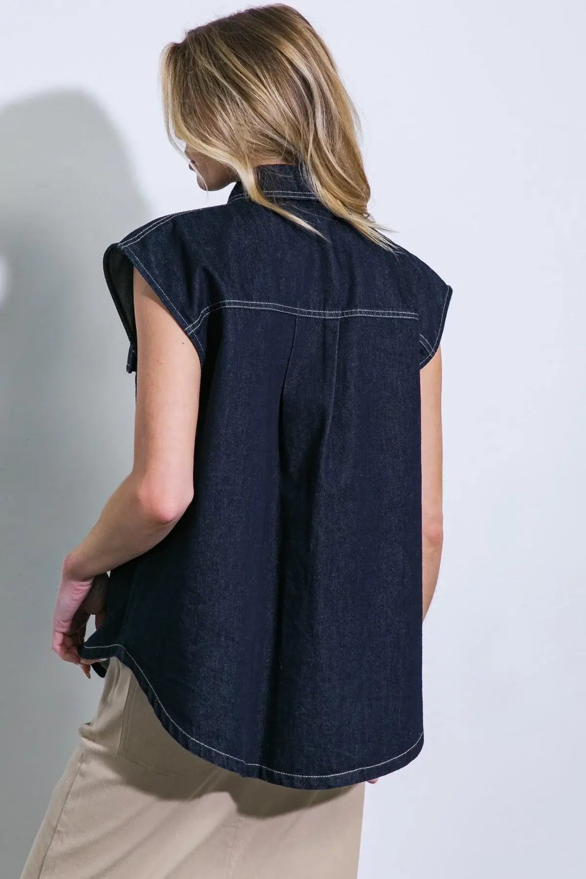 LET'S JUST RELAX DENIM TOP - Flying Tomato - Flyclothing LLC