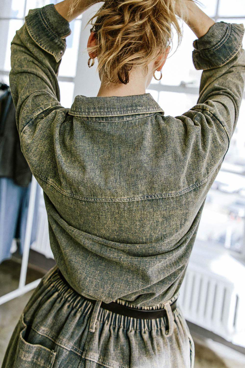 STUCK IN YOUR WAYS DENIM TOP - Flying Tomato - Flyclothing LLC