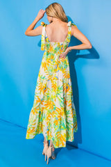 VACATION VIEWS FLORAL WOVEN MIDI DRESS - Flying Tomato - Flyclothing LLC