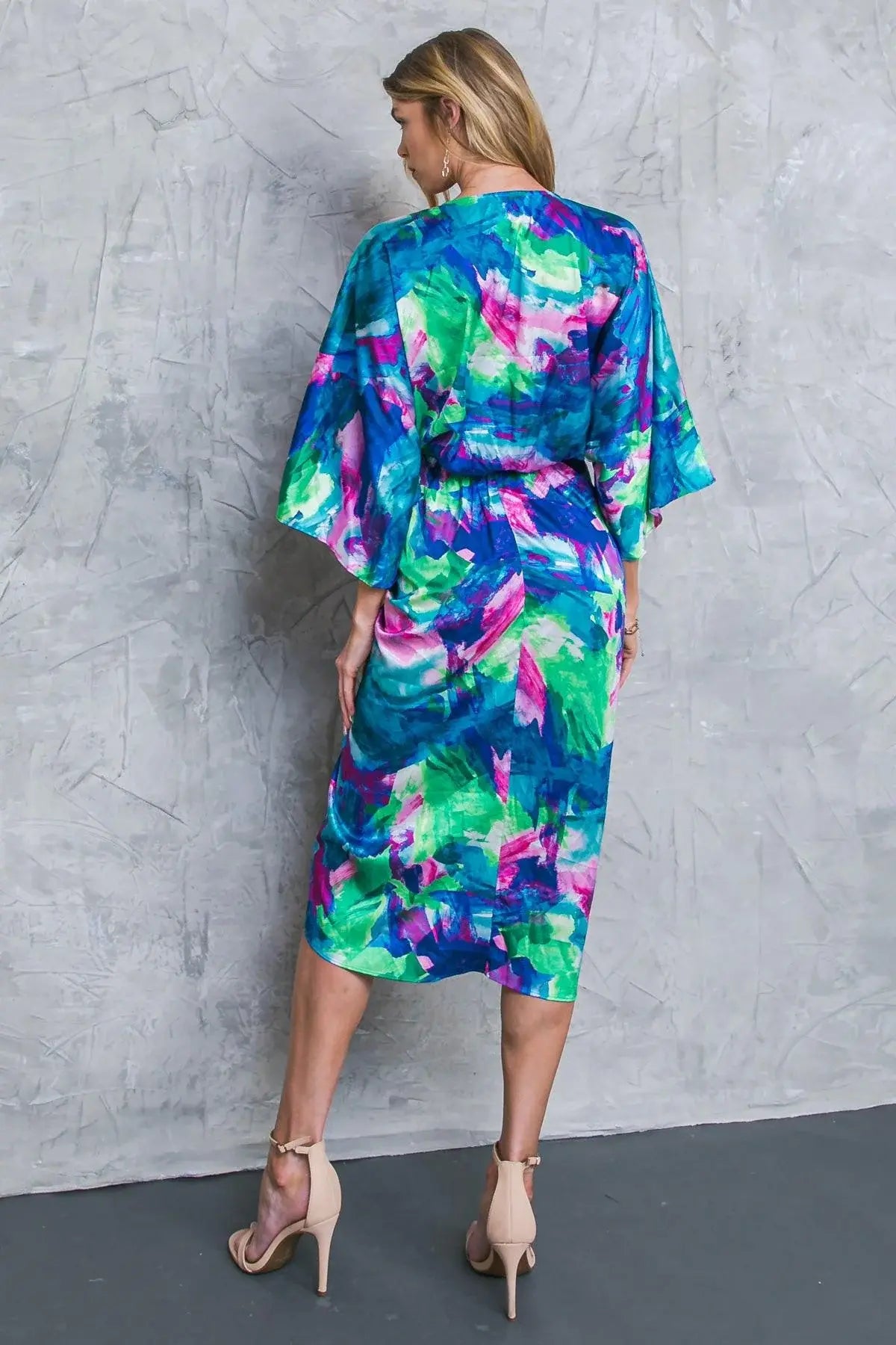 ON THE HORIZON WOVEN SATIN MIDI DRESS - Flying Tomato - Flyclothing LLC
