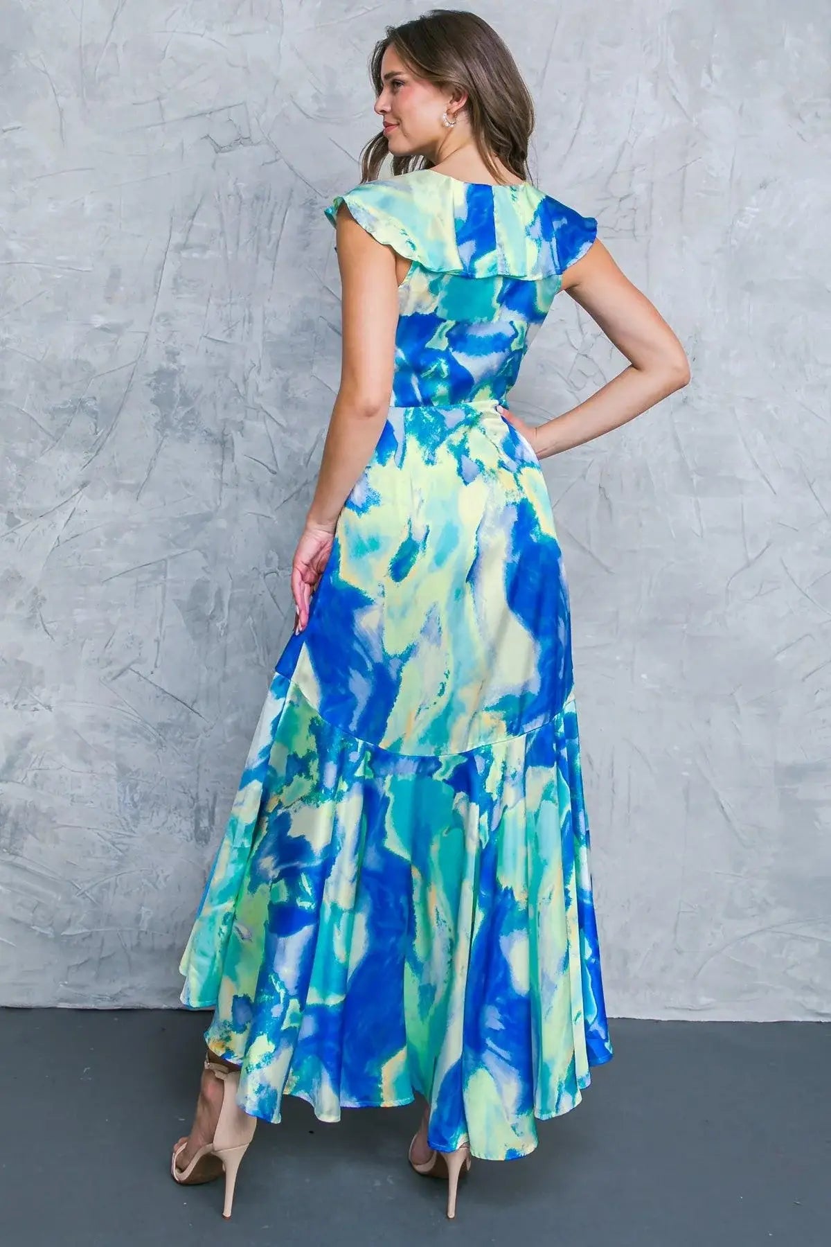 LA BEBE WOVEN SATIN MAXI DRESS - Flying Tomato - Flyclothing LLC
