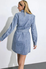 BE A LIGHT DENIM MINI DRESS - Flying Tomato - Flyclothing LLC