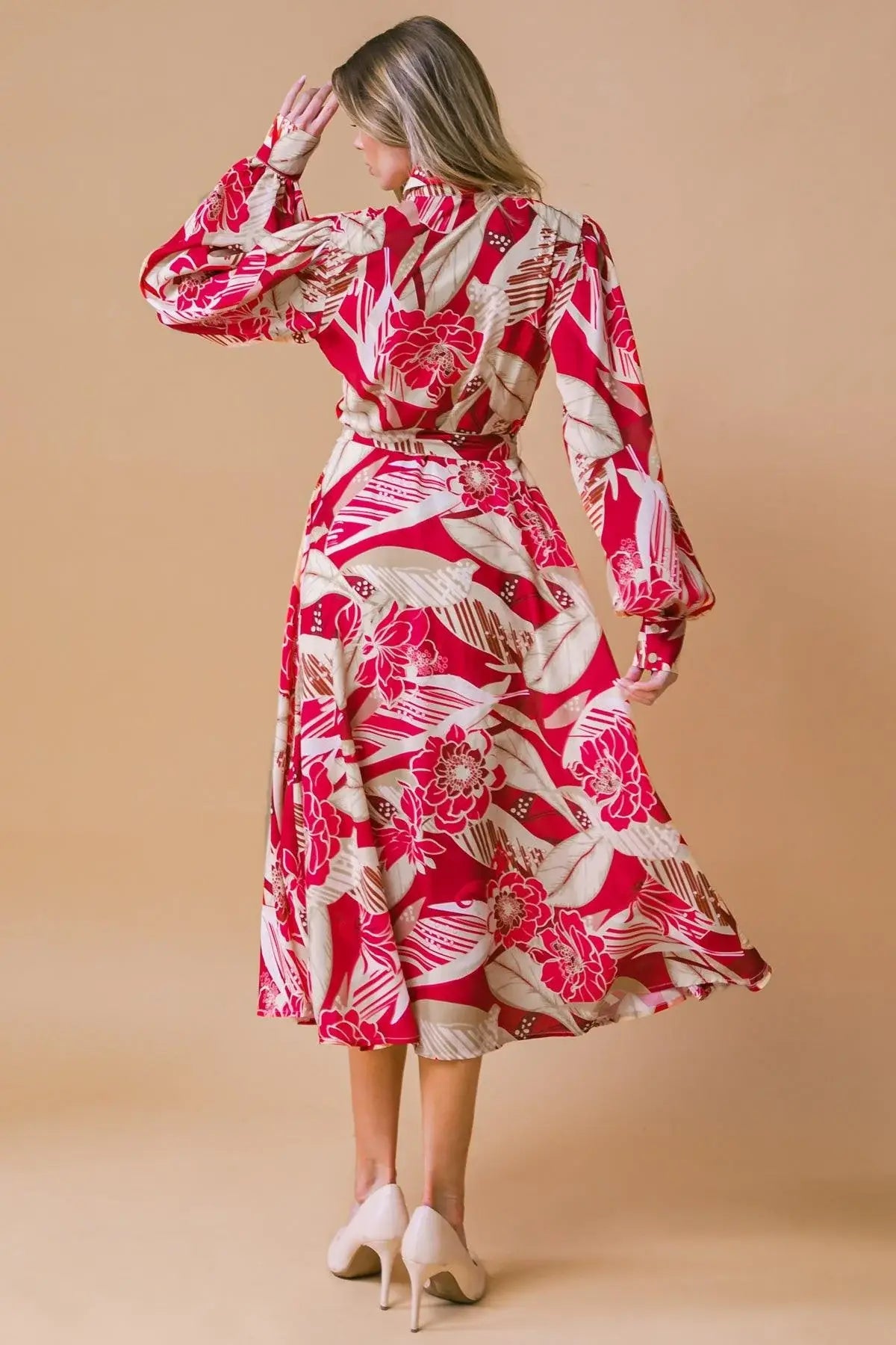 HEART OF WOVEN MIDI DRESS - Flying Tomato - Flyclothing LLC