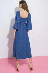 FEELIN'S GROOVY DENIM MIDI DRESS - Flying Tomato - Flyclothing LLC