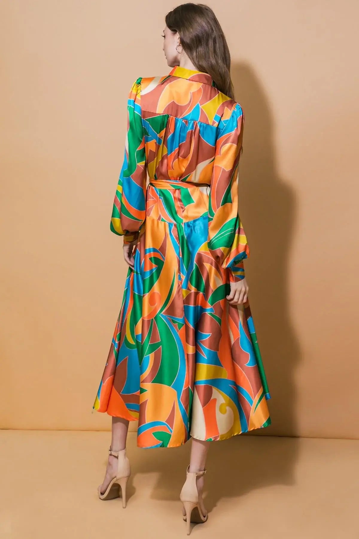 FOCUSED ON PRIORITIES WOVEN MIDI DRESS - Flying Tomato - Flyclothing LLC