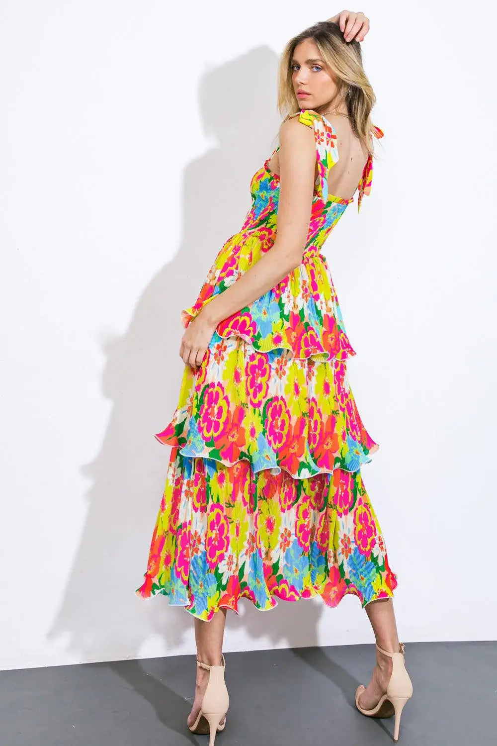 VISIONS FROM THE MEADOW WOVEN MIDI DRESS - Flying Tomato - Flyclothing LLC