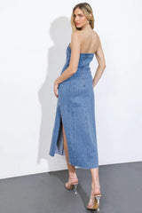 YOU'RE THRIVING DENIM MIDI DRESS - Flying Tomato - Flyclothing LLC
