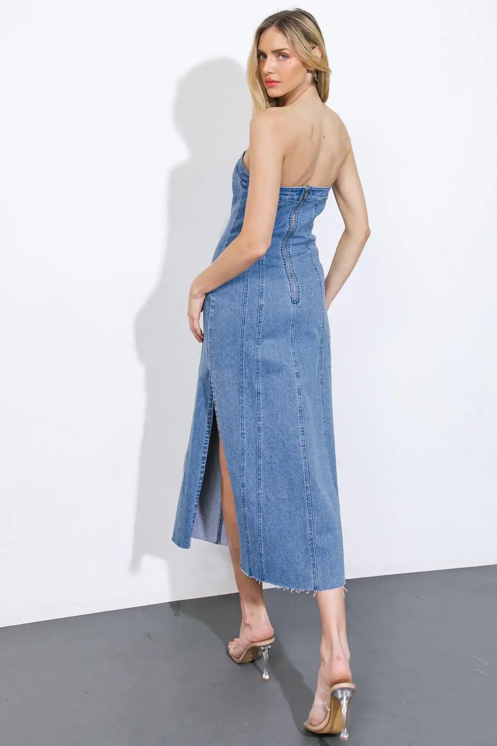 YOU'RE THRIVING DENIM MIDI DRESS - Flying Tomato - Flyclothing LLC