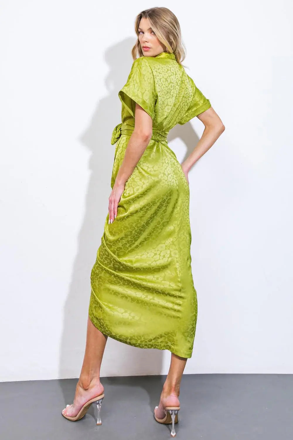 COMING TO MY SENSES WOVEN SATIN MIDI DRESS - Flying Tomato - Flyclothing LLC