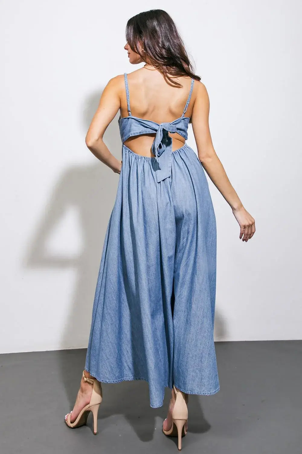 CAPTIVATING HEART DENIM MIDI DRESS - Flying Tomato - Flyclothing LLC