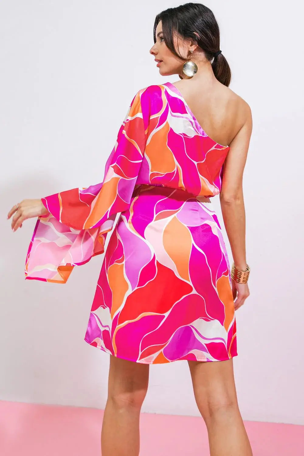 DESERT EXPRESS WOVEN SATIN MINI DRESS - Flying Tomato - Flyclothing LLC