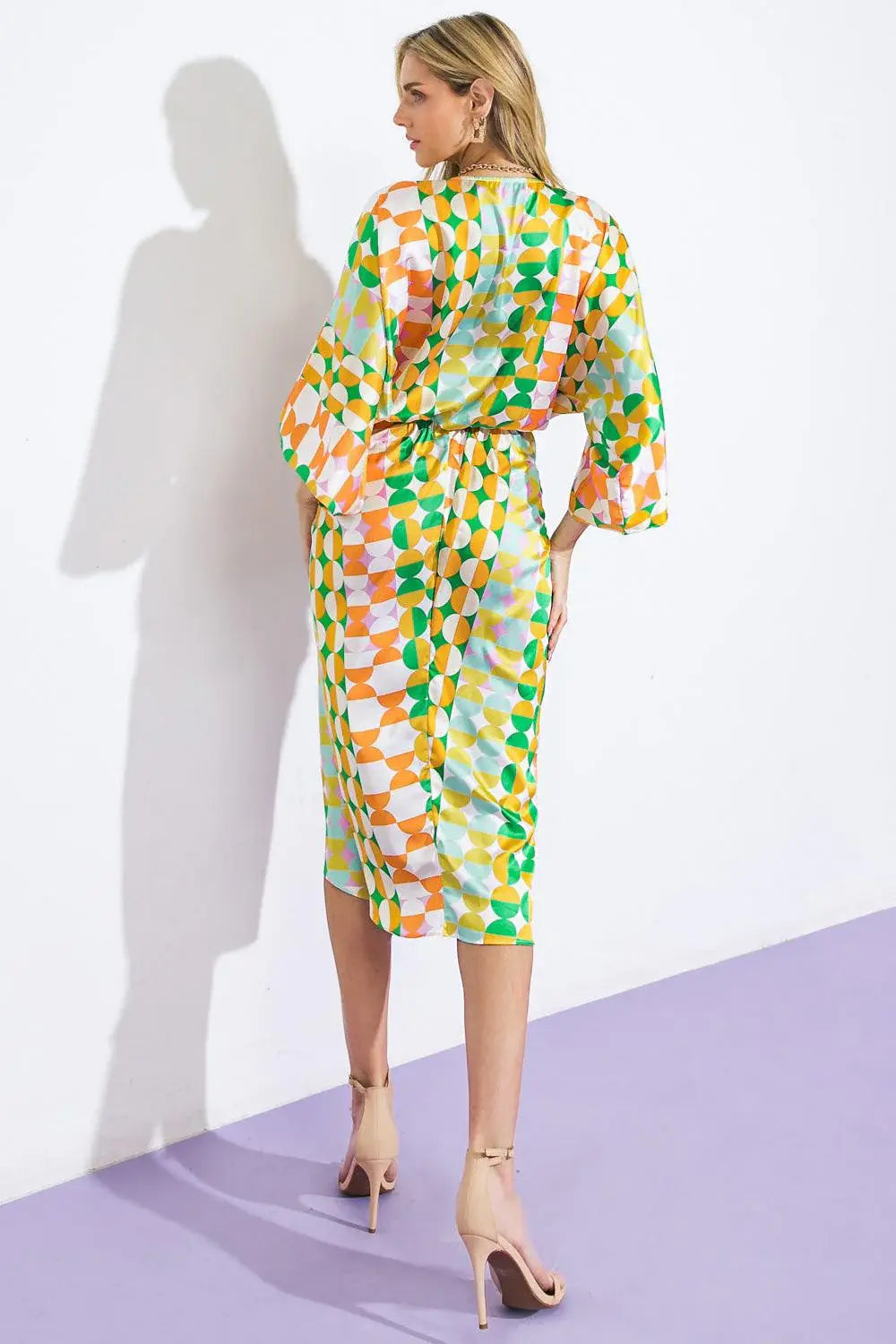 BEST IMPRESSIONS WOVEN SATIN MIDI DRESS - Flying Tomato - Flyclothing LLC