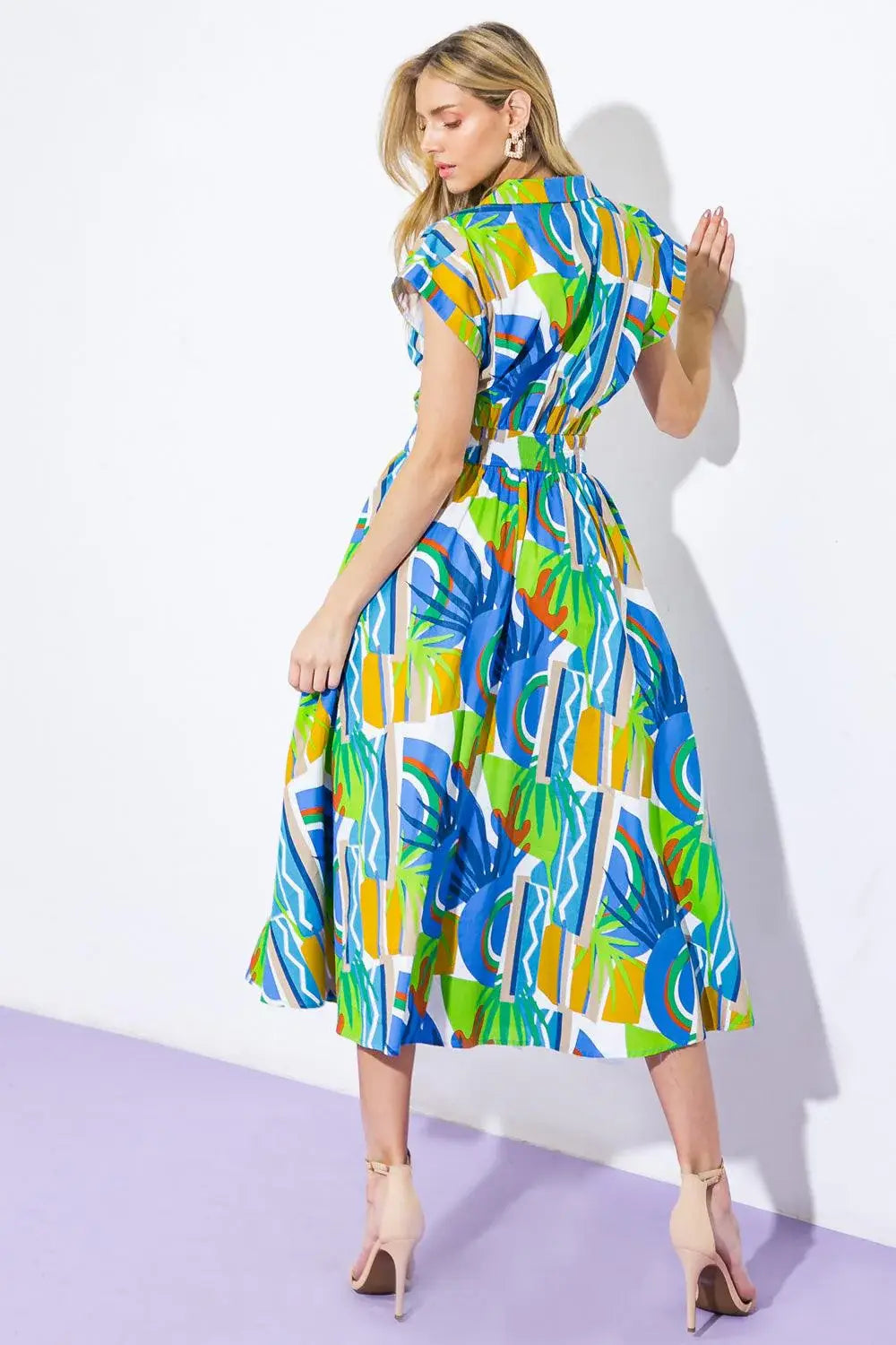 SUMMER MIRAGE WOVEN MIDI DRESS - Flying Tomato - Flyclothing LLC