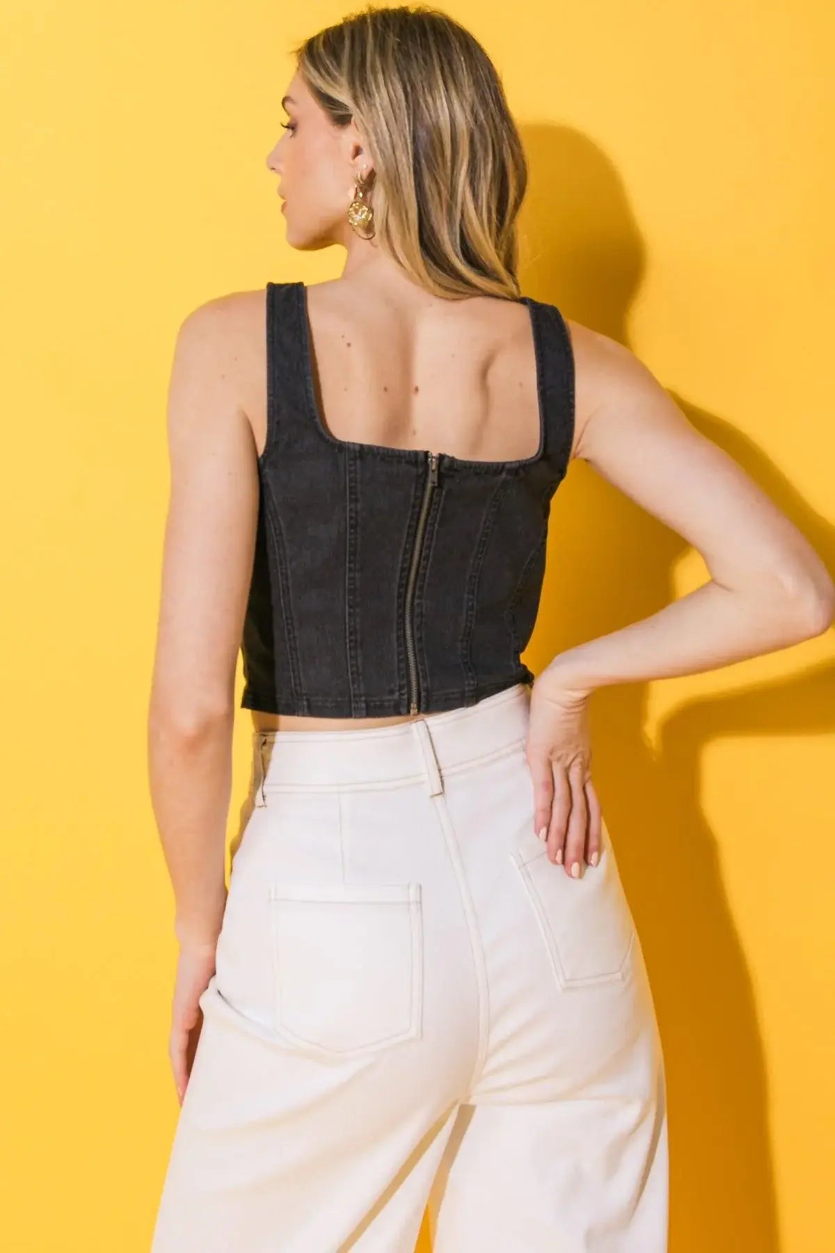 ALL AHEAD DENIM CROP TOP - Flying Tomato - Flyclothing LLC