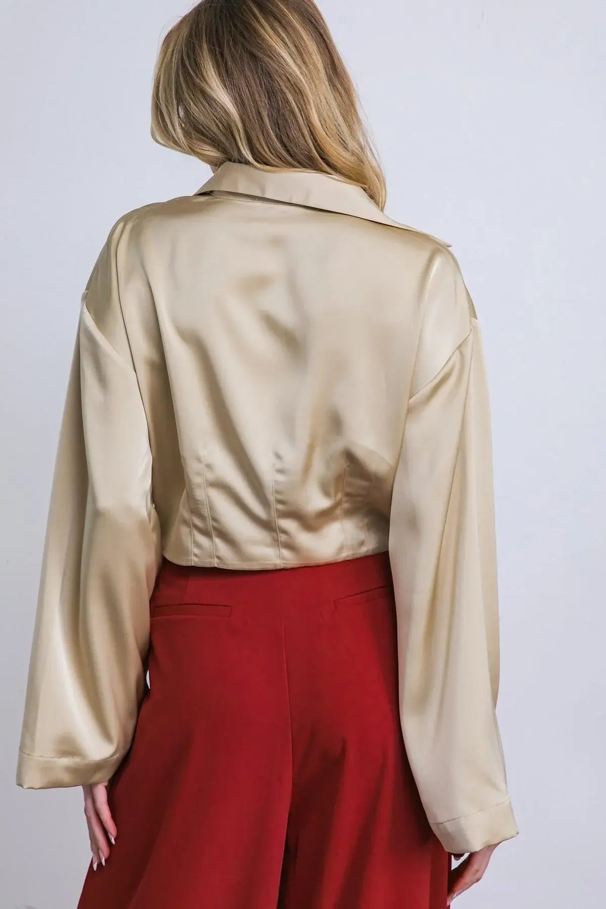 POWERFUL CHARM WOVEN SATIN TOP - Flying Tomato - Flyclothing LLC