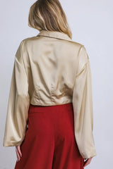 POWERFUL CHARM WOVEN SATIN TOP - Flying Tomato - Flyclothing LLC