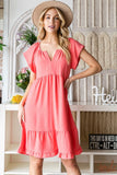 Reborn J Ruffled Notched Cap Sleeve Dress - Trendsi