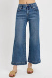 RISEN Full Size High Rise Crop Wide Leg Front Yoke Detail Jeans Plus Size - Trendsi