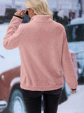 Half Zip Long Sleeve Furry Sweatshirt - Trendsi - Flyclothing LLC