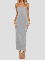 Lace-Up Back Tube Maxi Dress - Trendsi - Flyclothing LLC