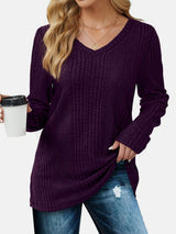 V-Neck Long Sleeve T-Shirt - Trendsi - Flyclothing LLC