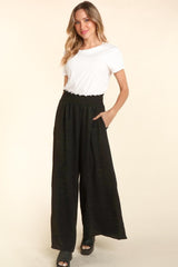 Haptics Elastic Waist Wide Leg Pants with Pockets - Trendsi