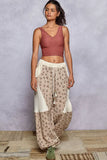 POL Drawstring Quilted Printed Knit Floral Pants with Double Gauze Patchwork - Trendsi - Flyclothing LLC