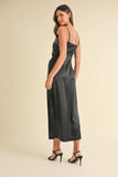 Mable Embroidered Cami Satin Midi Slit Dress - Trendsi - Flyclothing LLC