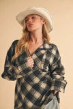 Aemi + Co Slit Plaid Half Zip Drop Shoulder Top - Trendsi