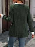 Ribbed Round Neck Raglan Sleeve Knit Top - Trendsi - Flyclothing LLC