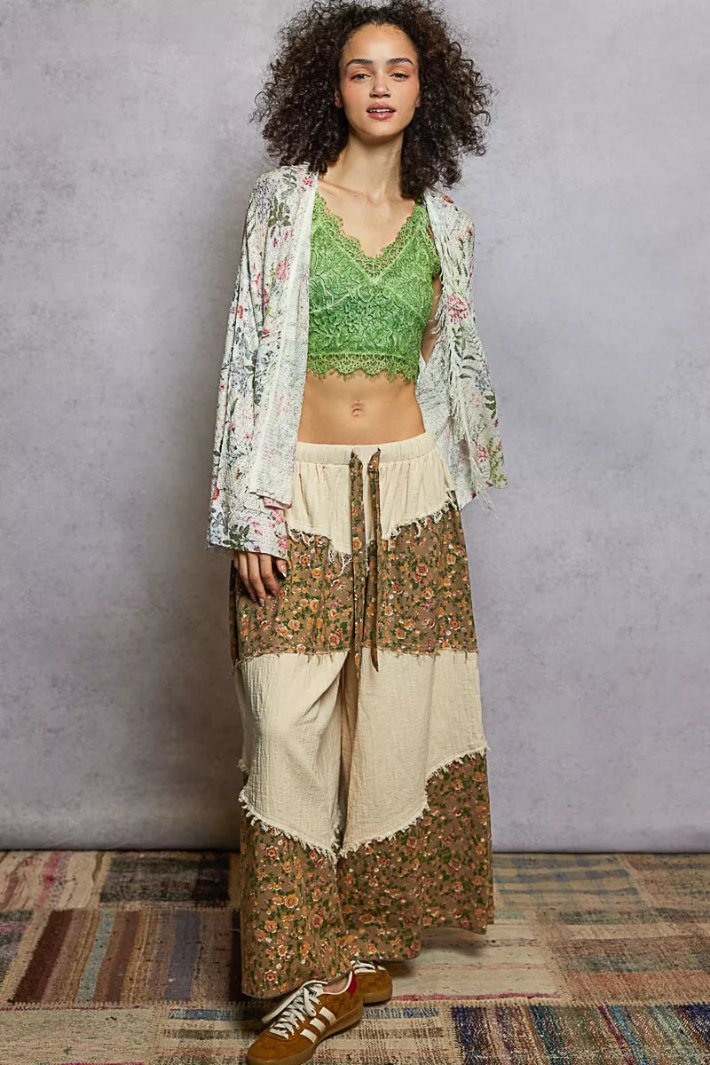 POL Open Front Floral Cardigan with Center Open Fringe - Trendsi - Flyclothing LLC