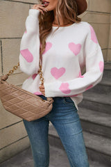 Angel Wings Heart Round Neck Dropped Shoulder Sweater - Trendsi - Flyclothing LLC