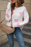 Angel Wings Heart Round Neck Dropped Shoulder Sweater - Trendsi