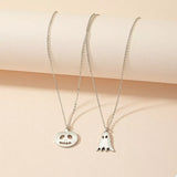 2 Piece Halloween Ghost & Pumpkin Pendant Necklace - Trendsi - Flyclothing LLC