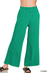 Zenana Cotton Slub Wide Leg Pants - Trendsi - Flyclothing LLC