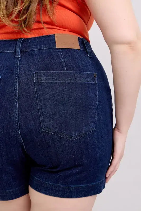Judy Blue Full Size High Waist Denim Shorts Plus Size - Trendsi - Flyclothing LLC
