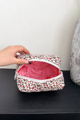 Floral Quilted Clutch with Plaid Lining - Trendsi