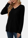V-Neck Long Sleeve T-Shirt - Trendsi - Flyclothing LLC