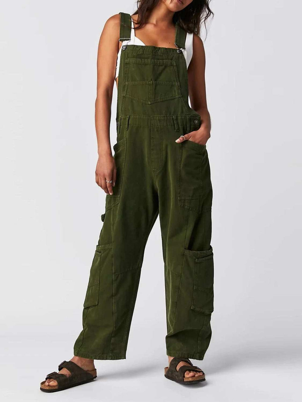Pocketed Wide Strap Denim Overalls - Trendsi - Flyclothing LLC