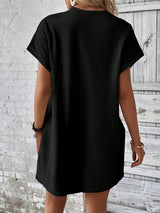 Round Neck Short Sleeve Mini Dress - Trendsi - Flyclothing LLC