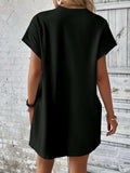 Round Neck Short Sleeve Mini Dress - Trendsi - Flyclothing LLC