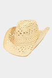 Fame Western Straw Braided Cowboy Sun Hat - Trendsi - Flyclothing LLC