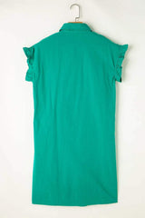 Collared Neck Flounce Sleeve Dress - Trendsi - Flyclothing LLC