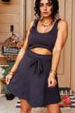 Cut Out Front High Waist Tank Mini Dress - Trendsi